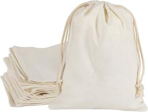 Sac à cordon en coton biologique recyclable <span class=keywords><strong>de</strong></span> luxe pour bijoux, sac à poussière <span class=keywords><strong>de</strong></span> haute qualité avec logo personnalisé imprimé, pochette cadeau en mousseline - Product Image 1