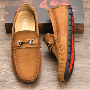 Mocasines Unisex de Gamuza para Hombre, Punta Redonda, Sin Cordones, Suela de Goma, Hebilla Suave, Decoración Sólida, Zapatos Casuales de Primavera - Product Image 2