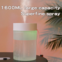 Humidificateur ultrasonique USB grande capacité 1600 ml, double buse de pulvérisation, autonomie 12h, veilleuse 7 couleurs, diffuseur d'arômes pour chambre et bébé