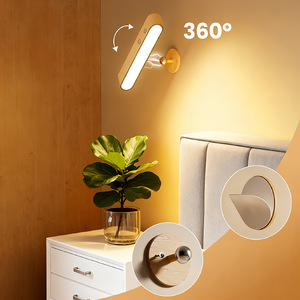 Wood <b>Wall</b> Lamp Led Touch Control Dimmable Minimalist Bedroom <b>Bedside</b> <b>Lighting</b> Beige 120cm - Product Image 3