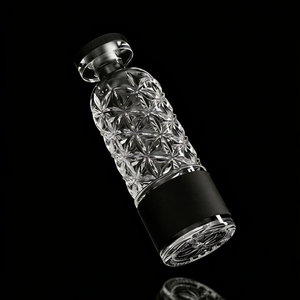 Botella de Licor de Cristal Tallado a Mano de Primera Calidad con Funda de Cuero Negro para Whisky, Vodka, Brandy, Juego de Regalo de Decantador - Product Image 2