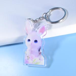HanXinカスタムプリントミニアニメキーホルダークリアエポキシアクリル漫画スタイルプラスチック素材とカスタムロゴ付き