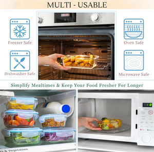 20pcs Modern Food Storage Containers Borosilicate Glass Meal Saver with Vented <b>Lids</b> BPA Free Airtight - Product Image 3