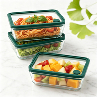 Boîte à lunch en verre borosilicate sans BPA, compatible micro-ondes, avec couvercles anti-fuite, lavable au lave-vaisselle, empilable, bento pour le bureau