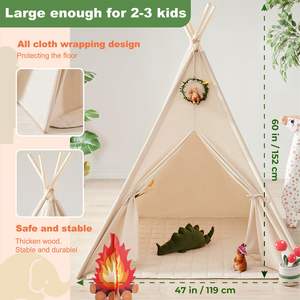 Tente d'intérieur en toile de coton naturel <span class=keywords><strong>pour</strong></span> enfants, tentes pliables, <span class=keywords><strong>tipi</strong></span> <span class=keywords><strong>pour</strong></span> enfants - Product Image 2