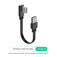 Kabel USB 2.0 A Male to Male Flat Ribbon Silikon Lembut Ultra Tipis Sudut Kanan 90 Derajat untuk Transfer Data Laptop Grosir