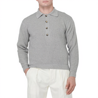 Demi Cardigan Boutons rabattus à manches longues Style décontracté Col tricoté Polo T-shirt pour hommes Pulls hommes Pull Tricots