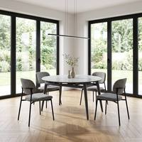 Table à manger ronde extensible de luxe moderne aspect marbre pour 6 à 8 personnes