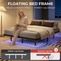 Lit suspendu sans tête de lit, cadre en fer et acier, pour chambre principale, hôtel, lit double, avec tapis tatami – Meilleure vente