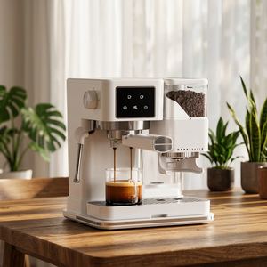 Cafetera Semiautomática de Ahorro de Energía con Tanque de Agua Grande y Bandeja de Goteo Extraíble para Uso Doméstico, Espresso y Cappuccino - Product Image 1