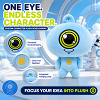 Figurine en peluche Alien bleu à un œil, personnage de fantaisie arrondi avec œil brodé pour projets personnalisés (OEM/ODM)