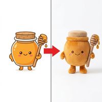 Figura de peluche decorativa Kawaii de tarro de miel con efecto de goteo y varilla agitadora de madera, personalizada
