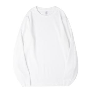 T-Shirt da uomo in <span class=keywords><strong>maglia</strong></span> Waffle in <span class=keywords><strong>maglia</strong></span> a manica lunga <span class=keywords><strong>termica</strong></span> in cotone morbido in bianco tinta unita da uomo con stampa con logo personalizzato - Product Image 1