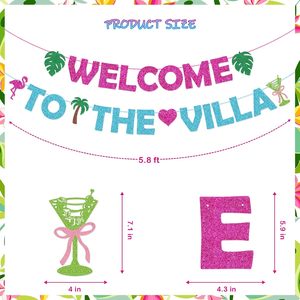 Willkommen bei der Villa! Banner für eine 'Birthday <span class=keywords><strong>Bombshell</strong></span> Has Entered <span class=keywords><strong>the</strong></span> Villa' Party, Tropische Insel Junggesellinnenabschieds-Dekorationen - Product Image 3