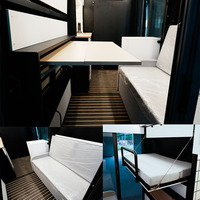 Kit de camping-car modulaire innovant et extensible complet, unités de camping-car escamotables, conception 2-en-1 cuisine et chambre à coucher à glissière