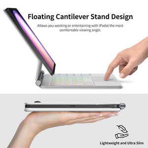 Étui à clavier magique pour Samsung Galaxy Tab S9/S8/S7 11 avec housse magnétique pour tablette,fente pour stylo externe (blanc) - Product Image 3