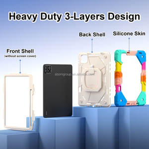 2024 xio मील पैड 7 प्रो भारी शुल्क सिलिकॉन पीसी रबर शॉकप्रूफ टैबलेट में पेन धारक कंधे का पट्टा और टैब केस - Product Image 5