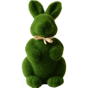 Yeşil simüle kadife Moss paskalya kürklü akın Bunny tavşan tabloları kutlama çocuk parti için paskalya dekor