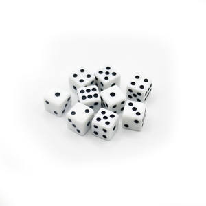 ديي فن الفسيفساء إنشاء نقاط القياسية الاكريليك D6 السائبة مربع صغير أبيض أسود 10 حزب النرد الألعاب - Product Image 2