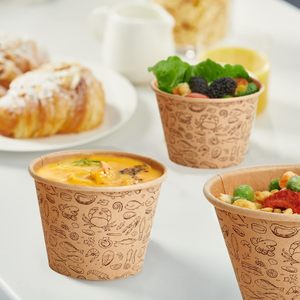 Bol alimentaire jetable personnalisé en papier kraft pour le déjeuner ou la salade, avec votre logo, emballage écologique pour collations, soupes et nouilles - Product Image 3