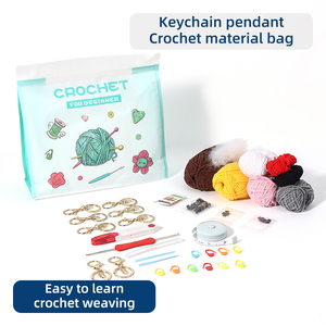 Kits de tricot et crochet faits main DIY, faciles à réaliser, sac en tissu tissé avec aiguille en plastique à grande bouche, outil de tricot pour débutants - Product Image 3