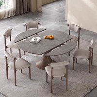 Ensemble de table à manger pliable 4 places au design moderne avec plateau en pierre frittée imperméable et durable, chaises, meubles de salle à manger