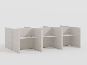 Poste de travail modulaire pour centre d'appels à 4 personnes avec cloison de bureau en panneaux alvéolaires modernes et convertibles - Product Image 5