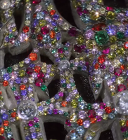 Grillz personnalisés ajourés en pierre couleur arc-en-ciel, avec cristaux multicolores incrustés, style Hip Hop Bling pour bijoux de rappeur