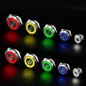 Stainless Steel Push Button Switch Short-Throw Self-Reset Momentary 12mm LED Touch Elevator Button Waterproof Red