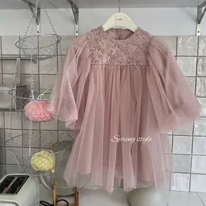 Roupas infantis, roupas para bebês, meninas, outono e inverno, atacado de buques de tule de manga comprida, 111