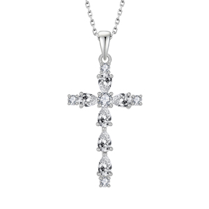 Collier pendentif croix en argent sterling 925 avec zircon, cadeau de bijoux religieux pour femmes - Product Image 1