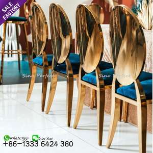 Sinoperfect Banquet Event <b>Dining</b> <b>Chair</b> Gold Oval Back Wedding Stainless Steel <b>Chair</b> Furniture for Parties - Product Image 1