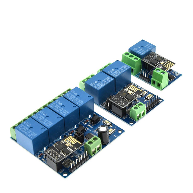 AC/DC Power Supply ESP8266 WiFi Relay 4-Way 5V/12V IoT Smart Home Remote Control Switch DIP Mounting Energy Storage