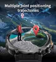 Montre connectée GPS de suivi sportif HT42 avec boussole, étanche 3ATM, appels Bluetooth, plus de 100 modes sportifs, lampe torche 850mAh