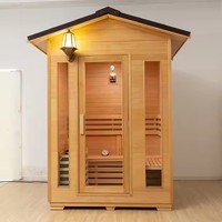 Rumah Sauna uap Cedar luar ruangan tradisional ramah lingkungan fungsi uap kering 2 orang dengan kit dan kompor kayu merah padat