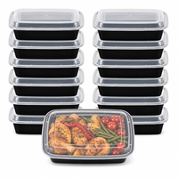 Contenants de préparation de repas rectangulaires en plastique réutilisables sans BPA avec couvercles inclus, adaptés au congélateur et au micro-ondes