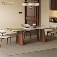Collection de meubles de salle à manger en marbre naturel de luxe haut de gamme, design moderne, table à manger polie et imperméable