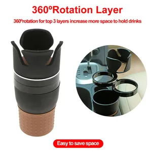 Portabicchieri multifunzionale per auto <span class=keywords><strong>4</strong></span> in 1 supporti per contenitori di stoccaggio montati su veicolo regolabili con rotazione a 360 per Smartphone - Product Image 3