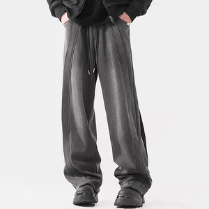 <span class=keywords><strong>Pantaloni</strong></span> da Jogging Personalizzati a Vita Alta in Felpa Francese, Gamba Larga e <span class=keywords><strong>Oversize</strong></span> per Uomo, Stile Distressed e Baggy - Product Image 6