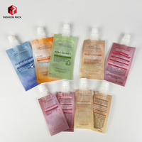Pochette à bec verseur personnalisée imprimée en couleur, bouteille cosmétique en plastique, sac d'emballage portable pour crème et lotion