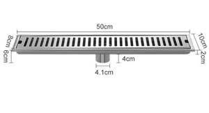 Siphon de sol linéaire moderne en acier inoxydable 304, argenté, anti-odeur, pour salle de bain, douche, balcon, avec couvercle long, drainage rapide, encastré - Product Image 5
