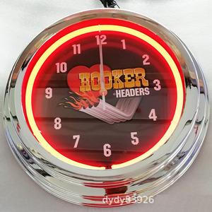 モダンな3Dデザイン15インチヴィンテージブルーネオンライトダイヤルアメリカのバーリビングルームペンドル用プラスチックウォールクロック - Product Image 5