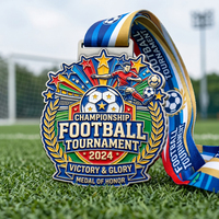 Médailles saisonnières de la ligue de football amateur, collection des joueurs du tournoi scolaire de football, avec texture brossée et faites à la main, pour la victoire et l'honneur