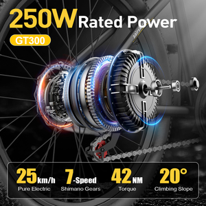 มอเตอร์ดุมล้อหลัง GT300 ขนาด 26 นิ้ว มอเตอร์ไฟฟ้าทรงพลังแบบไร้แปรงถ่าน โครงเหล็กกล้าคาร์บอน จักรยานไฟฟ้า - Product Image 4