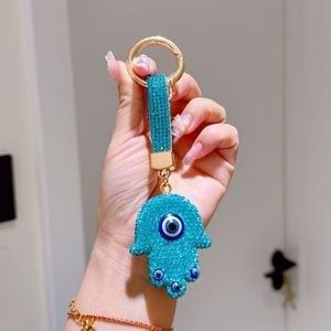 Evil Eye Keychain diamond Rhinestone Lucky Blue Evil Eye Luxury Lightweight Metal Keychain Diamond Fatima Hand Blue Eye Car Key - Product Image 6