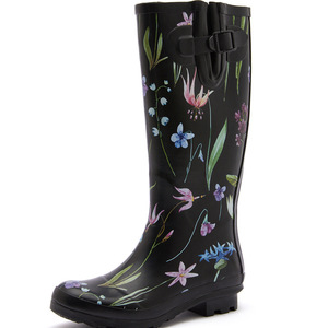 Botas de Agua Largas de Goma Impermeables para Mujer, Estilo Narciso Negro, Venta al por Mayor - Product Image 1