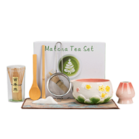 Ensemble d'outils pour la cérémonie du thé Matcha japonais, kit Matcha complet, bol en céramique, fouet en bambou, design classique, boîte cadeau écologique de qualité supérieure