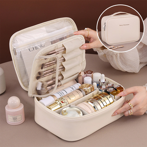 Custom PU Leather <b>Makeup</b> Cosmetic Bag Zipper Closure Toiletry Bag Cosmetic <b>Case</b> - Product Image 2