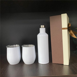 1ชิ้นขวดและแก้วน้ำเก็บความร้อนขนาด12ออนซ์และ17ออนซ์ชุดของขวัญไวน์ผนังสองชั้นสูญญากาศสำหรับการกดความร้อนระเหิดสำหรับงานฝีมือ DIY - Product Image 1