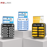 Borne de recharge de téléphones portables partagée à 8 emplacements avec affichage numérique, distributeur de batteries externes et chargeurs rapides